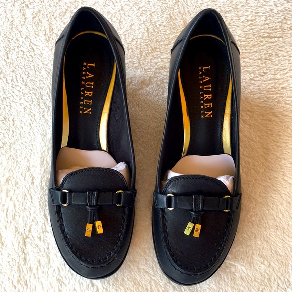Lauren Ralph Lauren Shoes - LRL RORY WEDGE MOCCASIN TASSEL BLACK LOAFERS